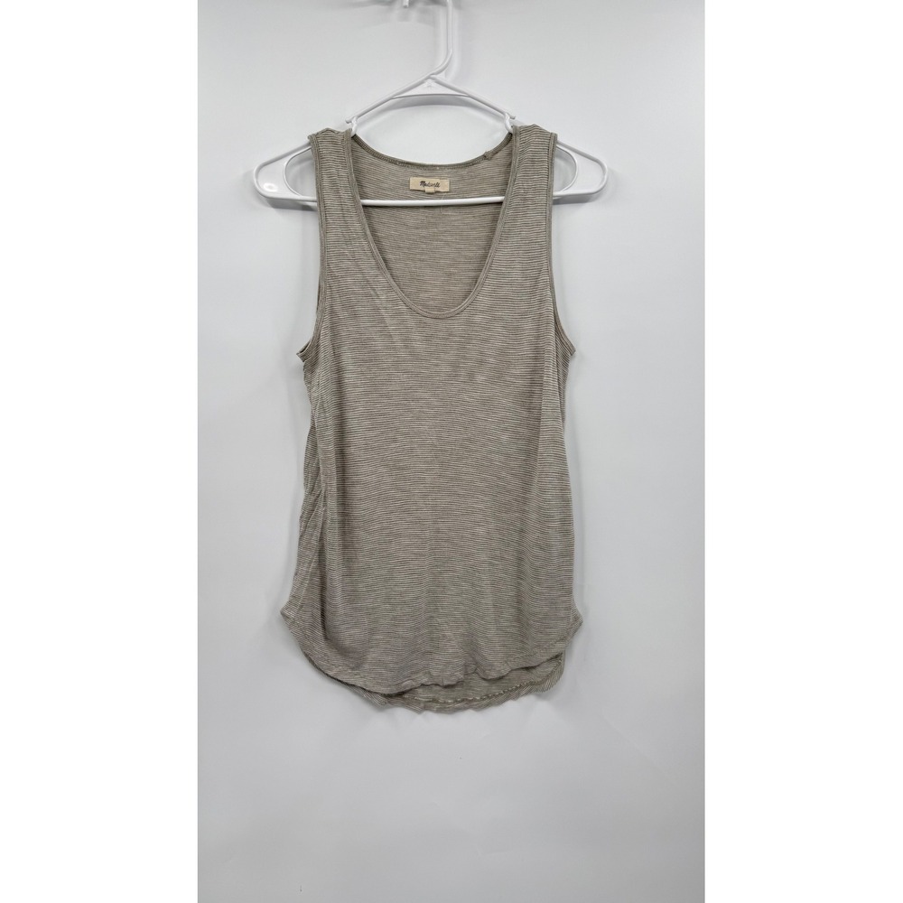 Madewell S‎ Tank Top Womens Grey Striped Scoop Neck Viscose F1877